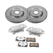 PowerStop Mustang Front Brake Kit - 4 Piston Calipers w/ 14" Drilled & Slotted Rotors (07-14)