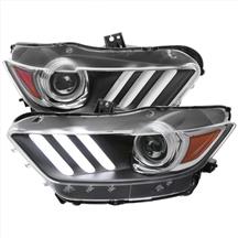 Spec-D Mustang Headlight Kit w/ Switchback Sequential LED Turn (15-22) 2lhp-mst15jm-sq-ro