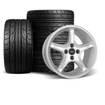 SVE Mustang 4 Lug Cobra R Wheel & Nitto Tire Kit - 17x8/9  - Silver (79-93)