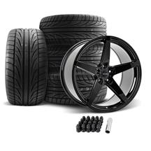 Mustang Classic5 V2 Wheel & Ohtsu Tire Kit  - 20x10 - Gloss Black (05-14)
