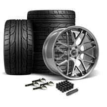 Mustang Downforce Wheel & Nitto Tire Kit  - 20x8.5/10 - Gloss Graphite (15-22)