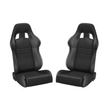 Corbeau Mustang A4 Leather Seat Pair  - Black L60091