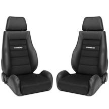 Corbeau Mustang GTS 2 Seat Pair Black Leather/Black Microsuede Inserts LS20301PR
