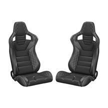 Corbeau Sportline RRS Racing Seat Pair  - Black Vinyl Diamond/White Stitching 74901DSWPR