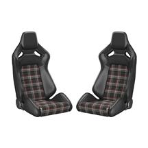 Corbeau Sportline RRX Reclining Seat  - Black w/ Red Plaid Insert 55022