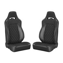 Corbeau Trailcat Seat Pair - Diamond Pattern  - Black Vinyl w/ Black Stitching 44901B
