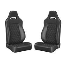Corbeau Trailcat Seat Pair - Diamond Pattern  - Black Vinyl w/ White Stitching 44901W