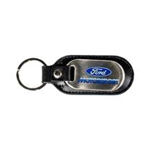 Ford Motorsport Stainless Steel & Leather Keychain M-1800-FM