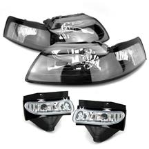 Mustang Black Headlight & Clear Fog Light Kit (99-04)