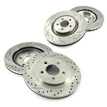 Mustang Brake Rotor Kit - Drilled & Slotted - 14" Front & 11.81" Rear (07-14) GT/GT500/BOSS 302