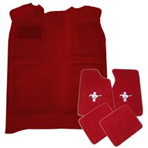 ACC Mustang Floor Carpet & Pony Logo Floor Mat Kit Scarlet Red (87-92) Coupe/Hatchback