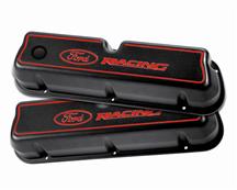 Ford Racing Mustang Logo Tall Valve Covers - Black/Red (79-95) 5.0 M-6582-L302
