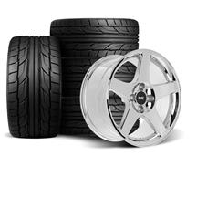SVE Mustang 4 Lug 03 Cobra Wheel & Nitto Tire Kit - 17x8/10  - Chrome (79-93)