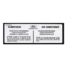 Mustang A/C Refrigerant Charge & Pressure Decal (82-89)