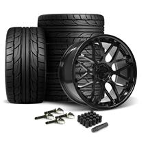 Mustang Downforce Wheel & Tire Kit - 20x8.5/10  - Gloss Black (15-21) Nitto NT555 G2