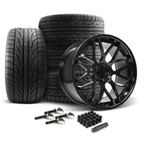 Mustang Downforce Wheel & Ohtsu Tire Kit - 20x8.5/10 - Gloss Black (15-23)
