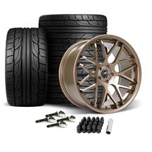 Mustang Downforce Wheel & Nitto Tire Kit  - 20x8.5/10 - Satin Bronze (15-23)