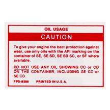 Mustang Oil Usage Caution Decal (82-89)