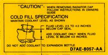 Mustang Coolant Caution Decal (79-86)