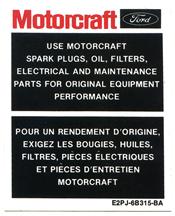 Motorcraft Mustang Parts Decal (86-93)