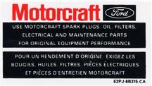 Motorcraft Mustang Parts Decal (84-85)