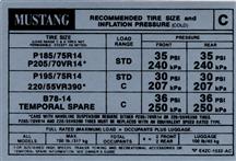 Mustang Tire Pressure Decal (1984)