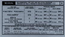 Mustang Tire Pressure Decal (1991)