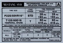 Mustang SVO Tire Pressure Decal (84-85)