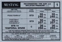Mustang Tire Pressure Decal (1985)