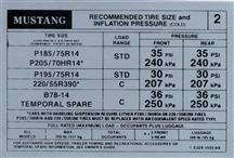 Mustang Tire Pressure Decal (1983) Coupe/Hatchback