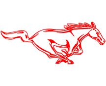 Mustang Running Pony Decal - RH - 12"   - Red
