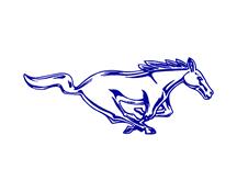 Mustang Running Pony Decal - RH - 8"  - Blue