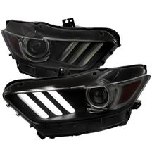 Spec-D Mustang Headlight Kit w/ Switchback Sequential LED Turn  - Smoked (15-22) GT350/GT350R/GT500 2LHP-MST15SM-SQ-RO