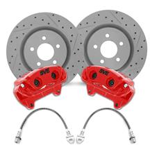 SVE Mustang 13" Cobra Style Front Brake Kit  w/ Drilled & Slotted Rotors - Red (94-04)