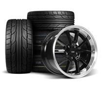 SVE Mustang FR500 Wheel & Drag Radial Nitto Tire Kit - 17x9/10.5 - Black w/ Machined Lip (94-04)
