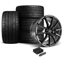 SVE Mustang S350 Wheel & Nitto Tire Kit - 20x10  - Staggered Tires - Gloss Black (15-23)