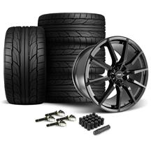 SVE Mustang S350 Wheel & Nitto Tire Kit - 20x10  - Staggered Tires - Gloss Black (24-26)