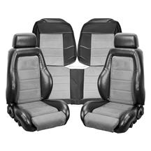 TMI Mustang 03-04 Cobra Sport Seat Upholstery - Vinyl  - Black w/ Graphite Suede Insert (90-91) Hatchback 43-75980K-958-7042