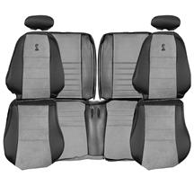 TMI Mustang Cobra Seat Upholstery - Leather - Dark Charcoal w/ Graphite Inserts (03-04) Coupe 43-76523-L741-7042-COBRA