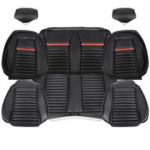TMI Mustang Mach 1 Sport Seat Upholstery - Vinyl  - Black/Red (87-89) Convertible 43-74027-958-801-63S