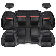 TMI Mustang Mach 1 Sport Seat Upholstery - Vinyl  - Black/Red (90-91) Convertible 43-74020-958-801-63S