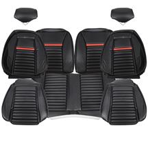 TMI Mustang Mach 1 Sport Seat Upholstery - Vinyl  - Black/Red (92-93) Hatchback 43-75021-958-801-63