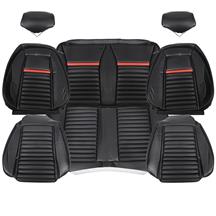 TMI Mustang Mach 1 Sport Seat Upholstery - Vinyl  - Black/Red (87-89) Coupe 43-73023-958-801-63S