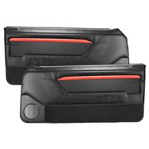 TMI Mustang Mach 1 Style Door Panels for Power Windows - Black/Red (88-89) Convertible 10-74007-958-801-63S