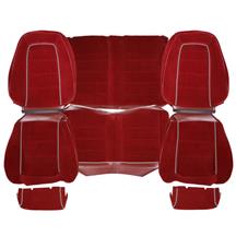TMI Mustang Sport Seat Upholstery - Cloth  - Canyon Red w/ Gray Welt (85-86) Convertible 43-74624-592-593-56W