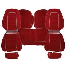 TMI Mustang Sport Seat Upholstery - Cloth  - Canyon Red w/ Gray Welt (85-86) Hatchback 43-75624-592-593-56W