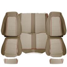 TMI Mustang Sport Seat Upholstery - Cloth  - Sand Beige w/ Red Welt (85-86) Convertible 43-74624-544-543-57W